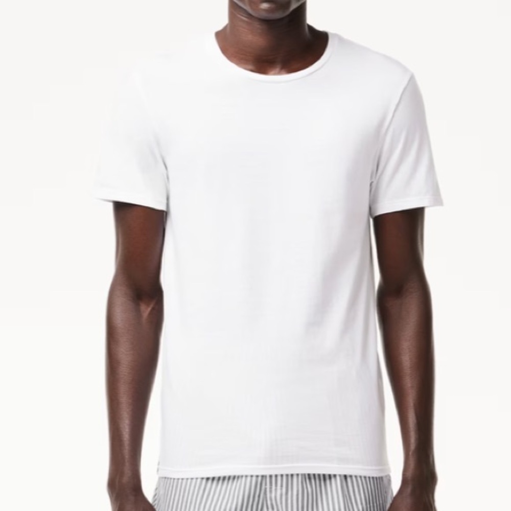 Lacoste Men’s White Short-sleeve 100% Cotton Tee T-shirt Undershirt M-139 Sz M